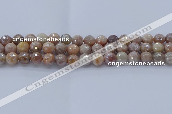 CMS1303 15.5 inches 10mm faceted round AB-color moonstone beads