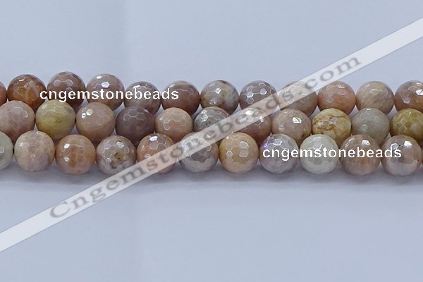 CMS1306 15.5 inches 16mm faceted round AB-color moonstone beads