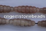 CMS135 15.5 inches 10*30mm carved rice natural moonstone beads