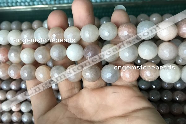 CMS1459 15.5 inches 12mm faceted round AB-color moonstone beads