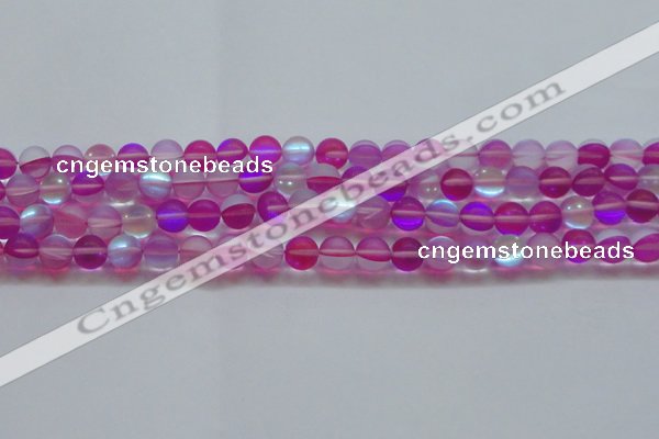 CMS1547 15.5 inches 8mm round matte synthetic moonstone beads