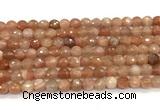 CMS2258 15 inches 6mm faceted round orange moonstone beads