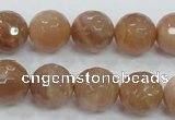 CMS62 15.5 inches 14mm faceted round moonstone gemstone beads