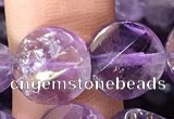 CNA1110 15.5 inches 12mm twisted & faceted coin amethyst beads