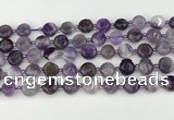 CNA1185 15.5 inches 10mm flat round amethyst beads wholesale