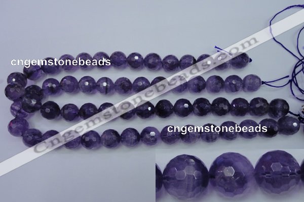 CNA255 15.5 inches 14mm faceted round natural amethyst beads