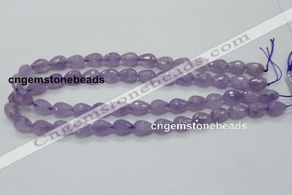 CNA317 15.5 inches 10*14mm faceted teardrop natural lavender amethyst beads