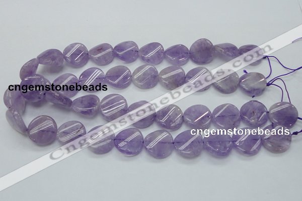 CNA343 15.5 inches 20mm twisted coin natural lavender amethyst beads
