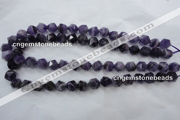 CNA503 15 inches 10mm faceted nuggets amethyst gemstone beads