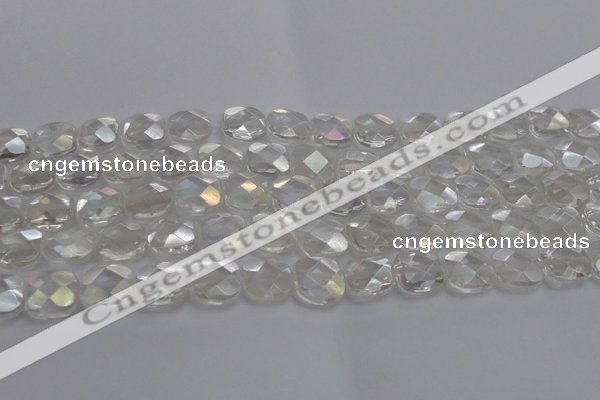 CNC220 15.5 inches 10*10mm faceted square AB-color white crystal beads