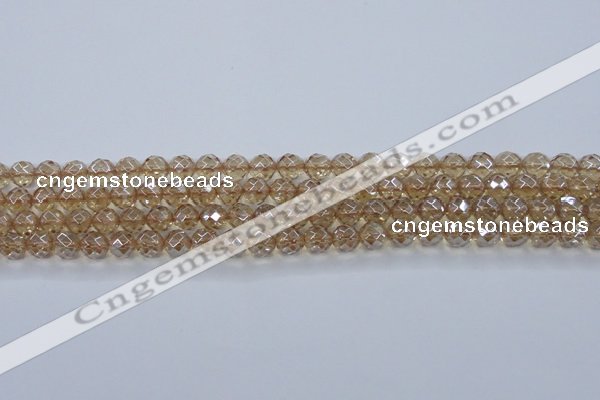 CNC518 15.5 inches 8mm faceted round dyed natural white crystal beads