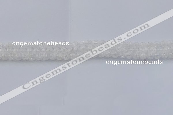 CNC550 15.5 inches 4mm round natural crackle white crystal beads