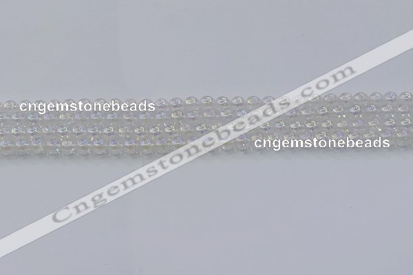 CNC560 15.5 inches 4mm round plated crackle white crystal beads