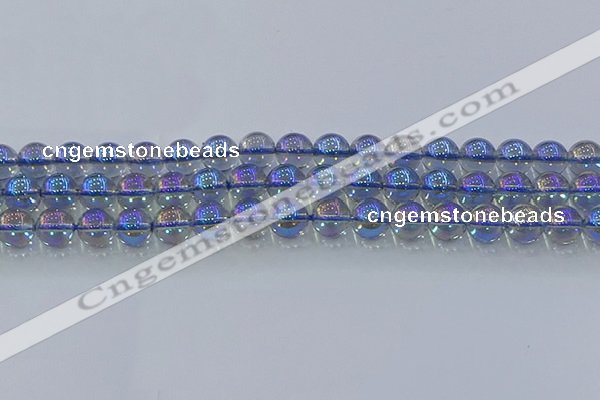 CNC590 15.5 inches 10mm round plated natural white crystal beads