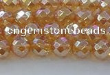 CNC620 15.5 inches 6mm faceted round plated natural white crystal beads