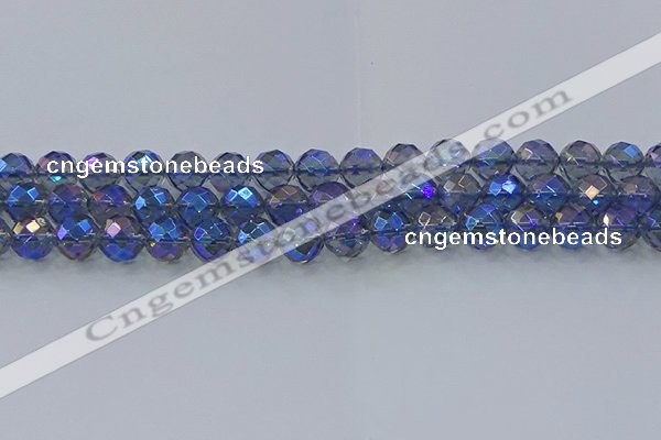 CNC635 15.5 inches 10mm faceted round plated natural white crystal beads