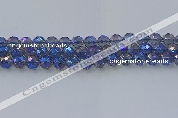 CNC636 15.5 inches 12mm faceted round plated natural white crystal beads