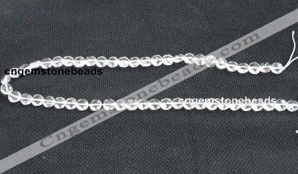CNC71 15 inches 8mm faceted coin grade A natural white crystal beads