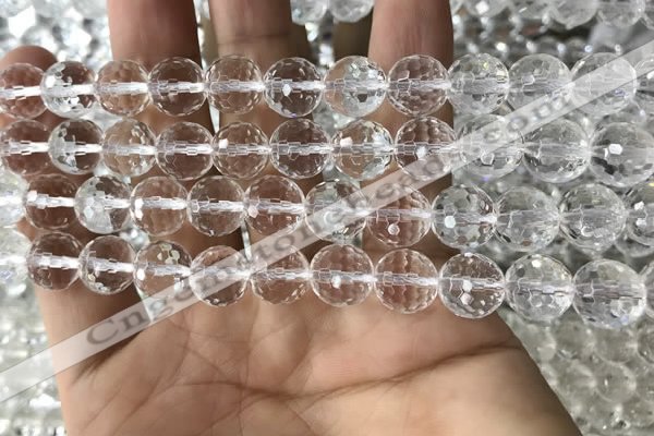 CNC714 15.5 inches 10mm faceted round white crystal beads