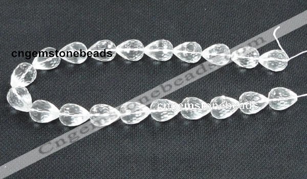 CNC75 10*14mm faceted teardrop grade A natural white crystal beads