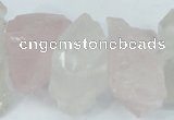 CNG1310 15*22mm – 16*35mm nuggets white crystal & rose quartz beads