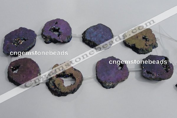 CNG1563 30*40mm - 40*50mm freeform plated druzy agate beads