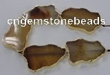 CNG1650 8 inches 35*50mm - 45*65mm freeform agate beads with brass setting