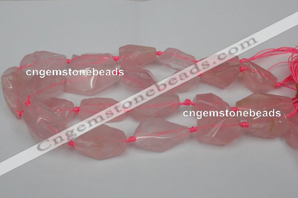 CNG1703 15.5 inches 15*20mm - 18*38mm nuggets rose quartz beads