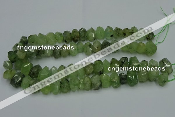 CNG2719 10*14mm - 13*18mm faceted nuggets green rutilated quartz beads
