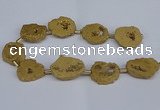 CNG2892 15.5 inches 25*30mm - 30*35mm freeform plated druzy agate beads