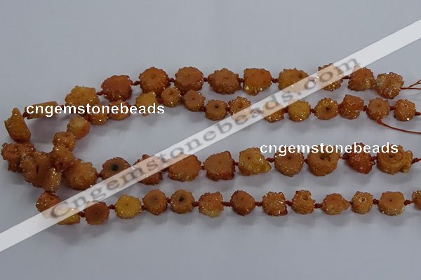 CNG2936 15.5 inches 8*10mm - 15*18mm freeform plated druzy agate beads
