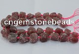 CNG3023 15.5 inches 15*20mm - 22*30mm nuggets strawberry quartz beads