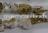 CNG3156 15.5 inche 8*15mm - 11*20mm freeform plated druzy agate beads