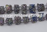 CNG3339 15.5 inches 6*8mm - 10*14mm nuggets plated druzy agate beads