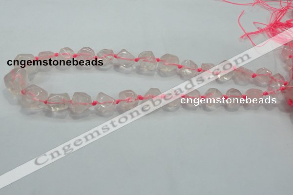CNG339 15.5 inches 8*10mm - 15*18mm faceted nuggets rose quartz beads