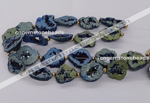 CNG3418 15.5 inches 18*25mm - 30*35mm freeform plated druzy agate beads