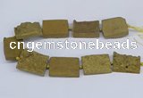 CNG3475 15.5 inches 30*40mm freeform plated druzy agate beads