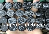 CNG3710 15.5 inches 15*20mm oval rough snowflake obsidian beads