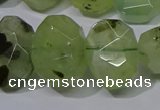 CNG5135 15*18mm - 15*20mm faceted freeform green rutilated quartz beads