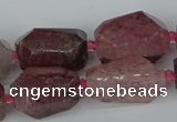 CNG5442 12*16mm - 15*25mm faceted nuggets strawberry quartz beads