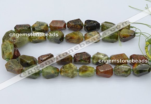 CNG5511 12*16mm - 15*25mm faceted nuggets green garnet beads