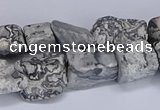 CNG5541 15.5 inches 10*14mm - 12*16mm nuggets grey picture jasper beads