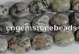 CNG557 15.5 inches 10*14mm nuggets grey picture jasper beads