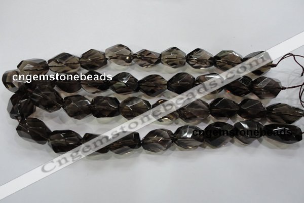 CNG562 15.5 inches 15*20mm faceted nuggets smoky quartz beads
