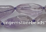 CNG5651 15.5 inches 15*35mm - 18*40mm faceted rice amethyst beads