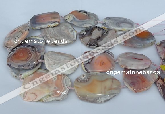 CNG5678 35*45mm - 40*55mm faceted freeform pink botswana agate beads