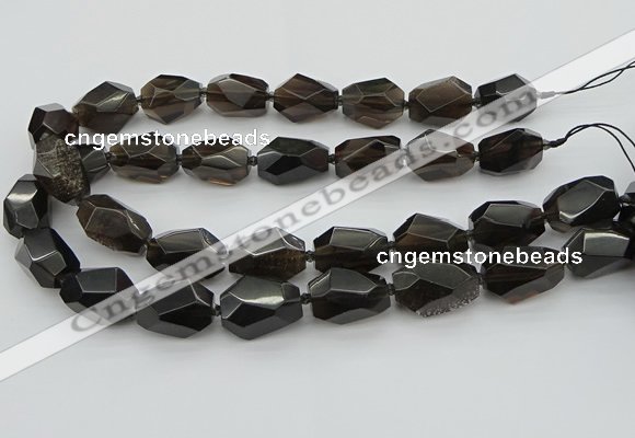 CNG5735 12*16mm - 15*25mm faceted nuggets ice black obsidian beads