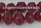 CNG5849 10*12mm - 14*15mm faceted nuggets strawberry quartz beads