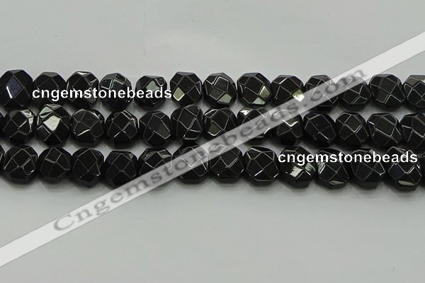 CNG5864 15.5 inches 8*12mm - 12*16mm faceted freeform black agate beads