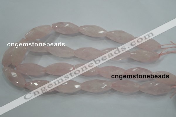 CNG587 15.5 inches 15*33mm faceted nuggets rose quartz beads